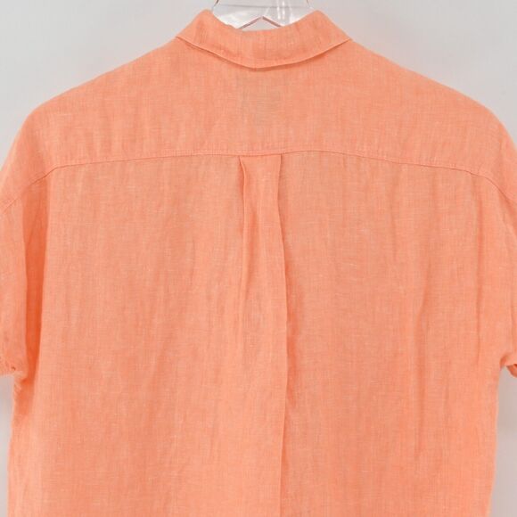 J CREW Top Womens Size 0 Orange Baird Mcnutt Irish Linen Boxy Pocket Blouse - Picture 6 of 13